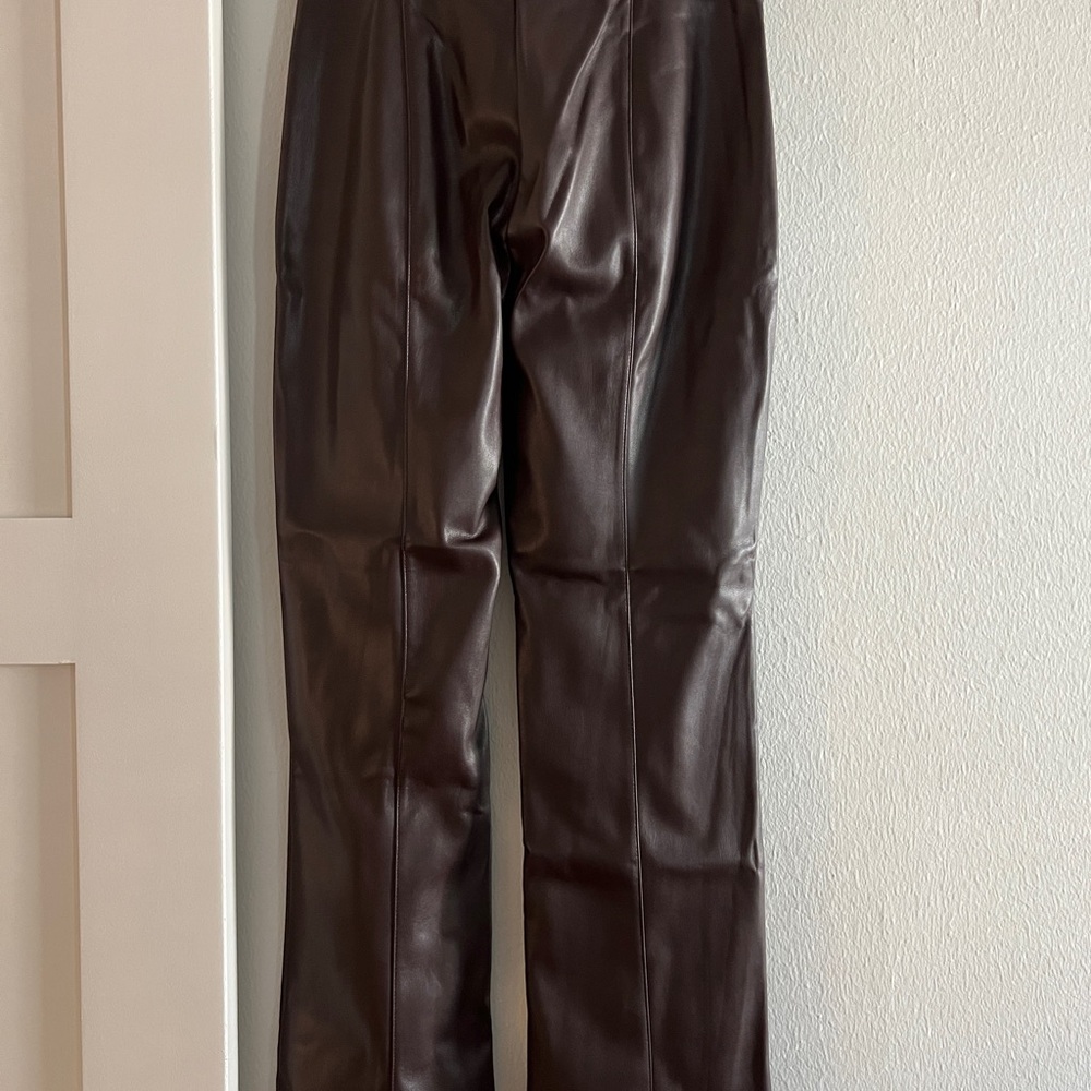 Ann Taylor Dark Brown Faux Leather Trousers 8P - Picture 4 of 4
